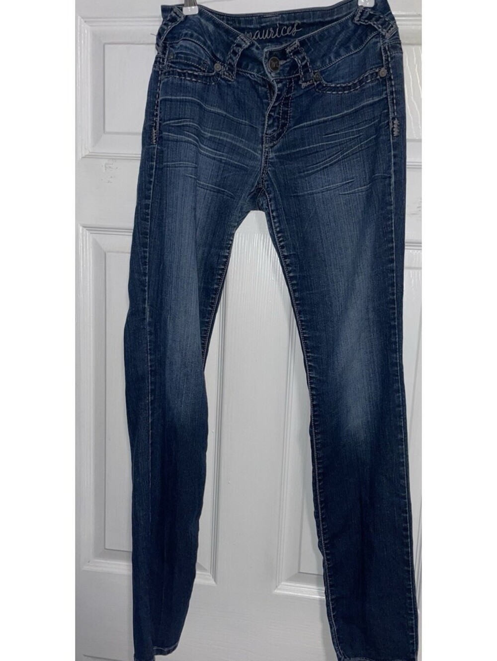 Maurices Womens Dark Wash Jeans Cotton Stretch Blend Zip & Button Front S-R